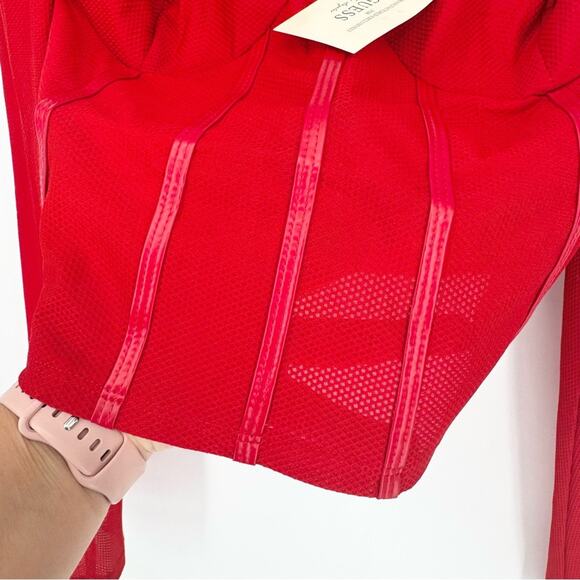 NWT Guess Y2K Coquette Scarlet Red Corset Bustier Mesh Zipper Top Puff Sleeve XL - Picture 6 of 13